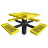 Single Post Mount Square Expanded Metal Picnic Table with Bench Seats